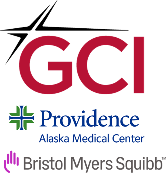 Logos of GCI, Providence Alaska Medical Center, and Bristol Myers Squibb